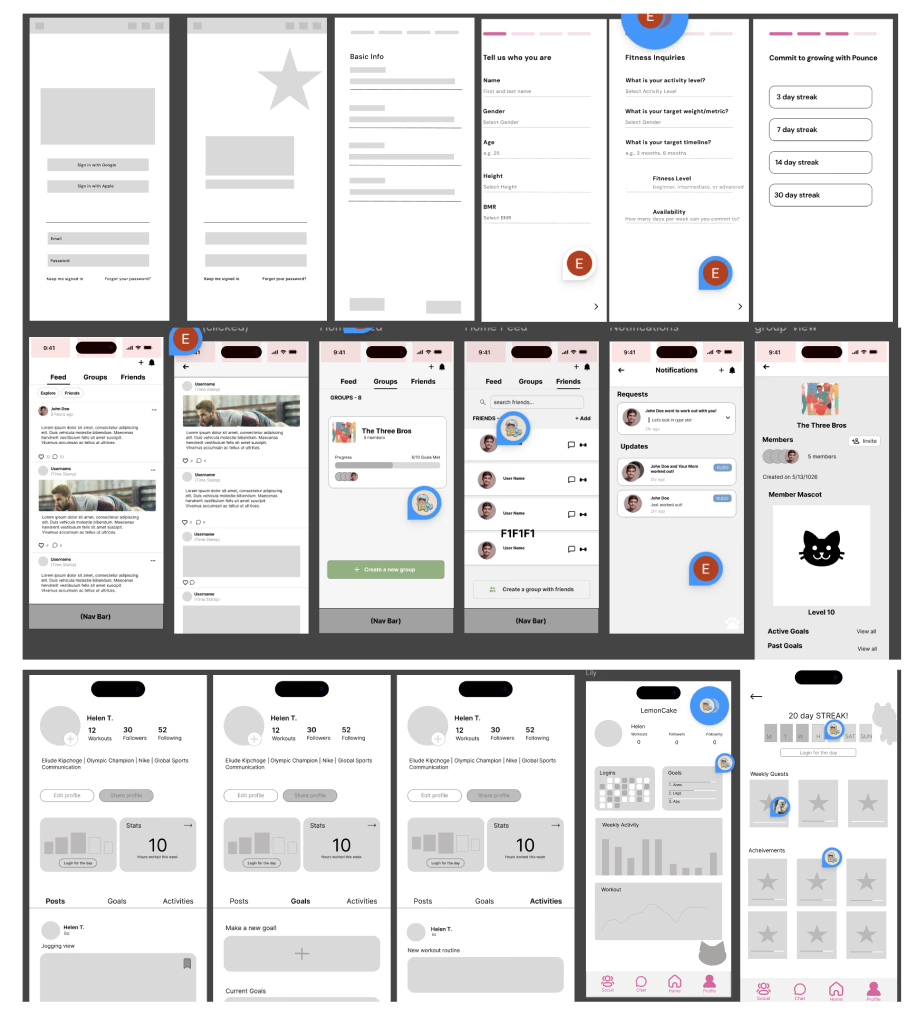 lo-fi & mid-fi wireframes